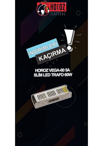 Vega-60 5A Slim LED Trafo (60W) modelleri
