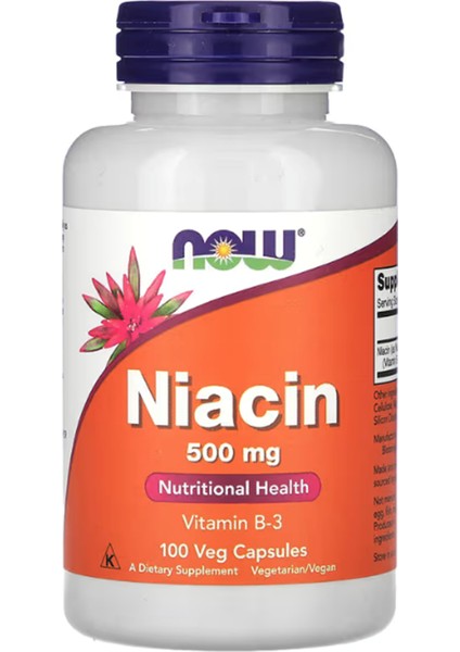Foods, Niacin, 500 Mg, 100 Veg Capsules