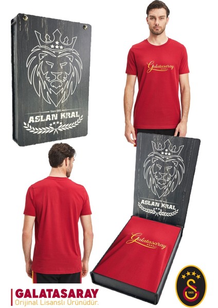 Orijinal Lisanslı Kırmızı Erkek T-Shirt Hediyelik Ahşap Kutulu