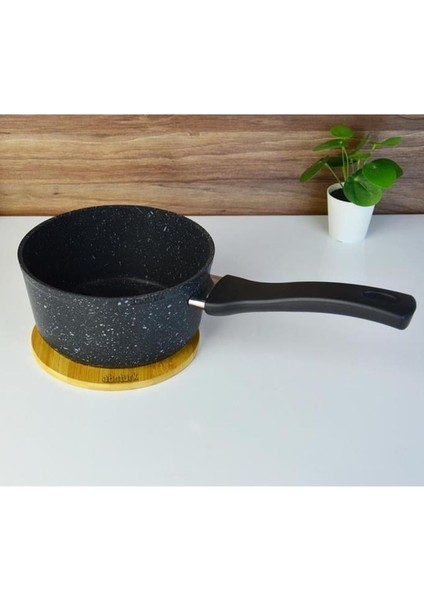 14CM Döküm Granit Yanmaz Yapışmaz Sütlük Sosluk Derin Tava Yumurta Haşlama 0.90 Lt Mama Yapma Kabı