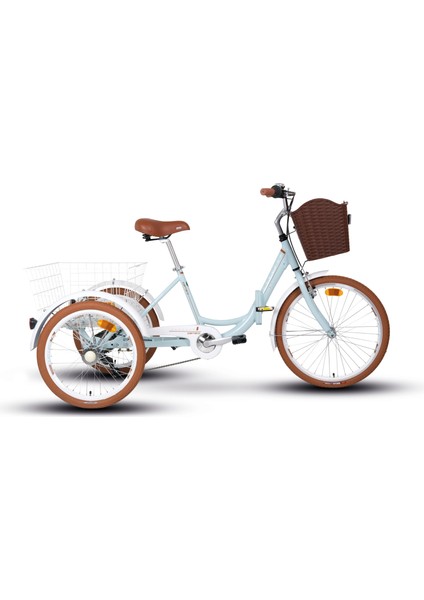 Caravan V Fren 6 Vites 24 Jant Katlanır Kargo Bisikleti Turkuaz Beyaz Kahve 41 Kadro