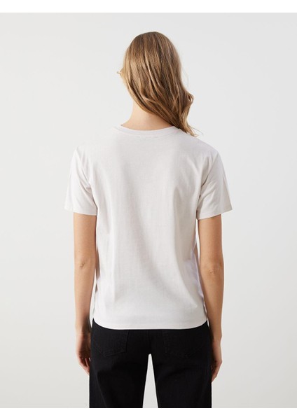 Lcw Vision Bisiklet Yaka Baskılı Kadın Tişört fırsatları