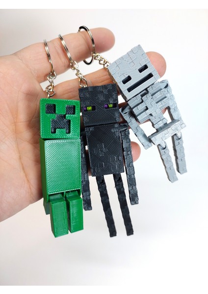 Minecraft Anahtarlık Seti - İskelet, Creeper ve Enderman Karakterleri