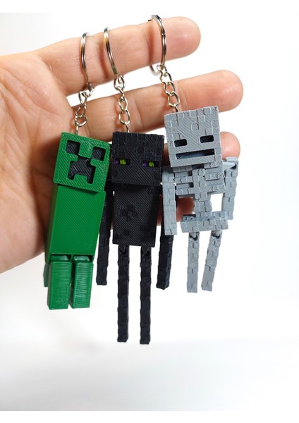 Minecraft Anahtarlık Seti - İskelet, Creeper ve Enderman Karakterleri