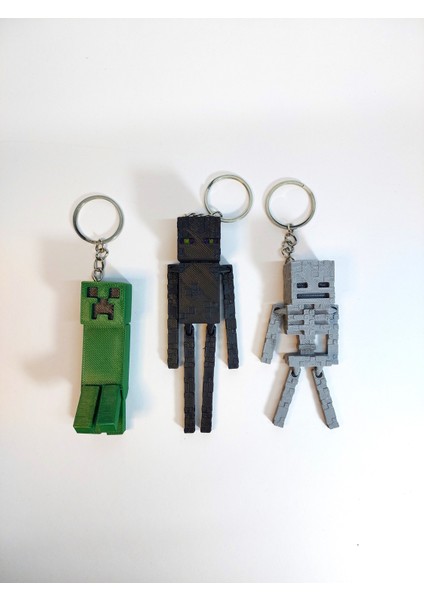 Minecraft Anahtarlık Seti - İskelet, Creeper ve Enderman Karakterleri