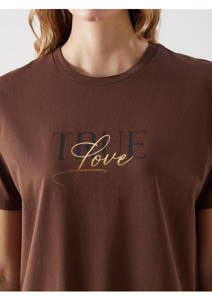 Lcw Vision Bisiklet Yaka Baskılı Kadın Tişört modelleri