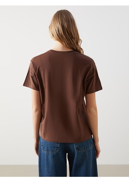 Lcw Vision Bisiklet Yaka Baskılı Kadın Tişört fırsatları