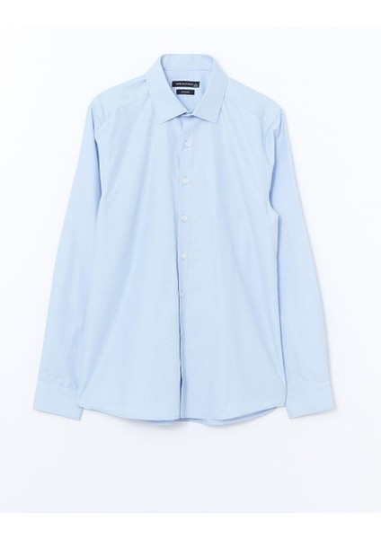 Lcwaıkıkı Formal Slim Fit Uzun Kollu Çizgili Armürlü Erkek Gömlek