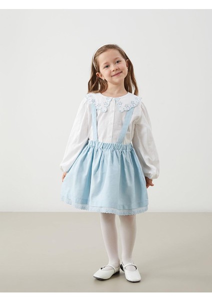 Lcw Kids Nakışlı Kız Çocuk Bluz ve Askılı Etek 2'li