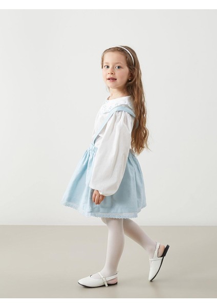 Lcw Kids Nakışlı Kız Çocuk Bluz ve Askılı Etek 2'li
