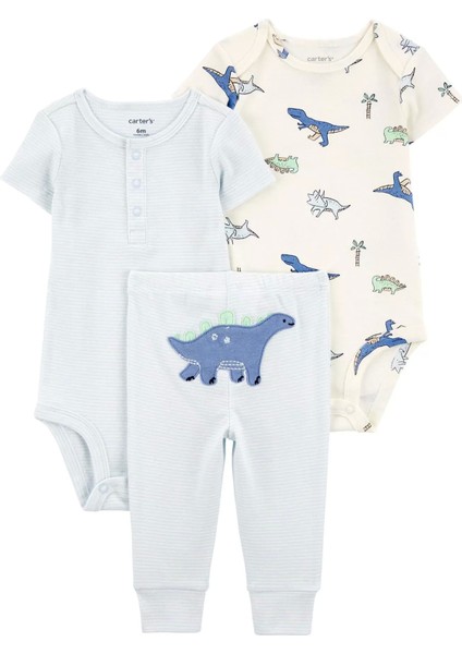 Erkek Bebek Body Pantolon Set 3'lü Paket Renkli