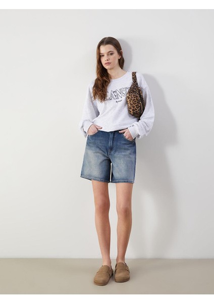 Xsıde Yüksek Bel Ekstra Dar Fit Kadın Jean Şort