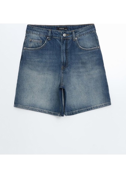 Xsıde Yüksek Bel Ekstra Dar Fit Kadın Jean Şort indirimleri
