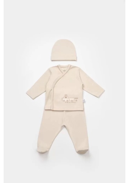 Bimini Canvas Trains Boy 3'lü Set Latte
