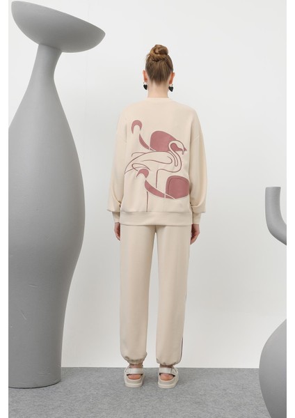 32162 Puane Modal Kumaş Kuş Nakış Detaylı Tesettür Ikili Takım modelleri