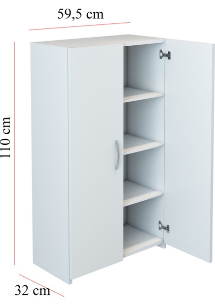 Pera Çok Amaçlı Beyaz 4 Raflı 2 Kapaklı Mutfak & Banyo & Balkon & Ofis & Antre Dolabı / Kolay Montaj indirimleri
