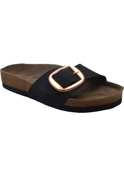 Siyah Nubuk Kadın Tek Toka Terlik - MTM-0049 modelleri