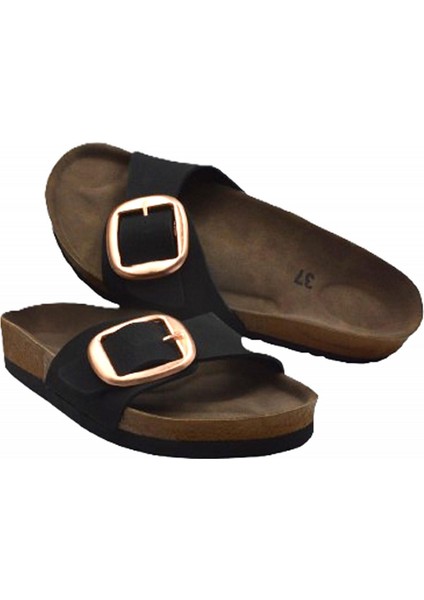 Siyah Nubuk Kadın Tek Toka Terlik - MTM-0049 indirimleri