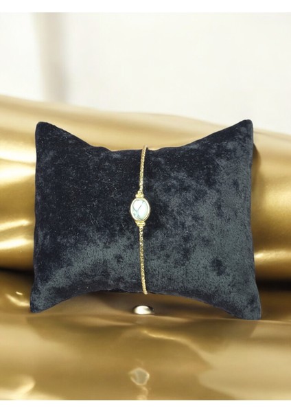 Howlite Doğaltaşlı, Altın Kaplama Ayarlanabilir Kelepçe Bileklik fırsatları