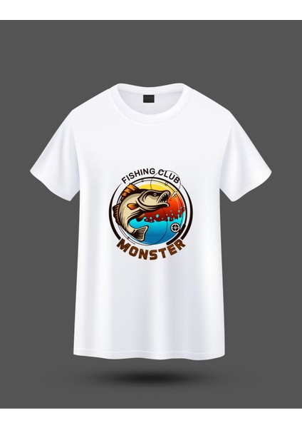 Erkek Balıkçılık Temalı Regular Tişört