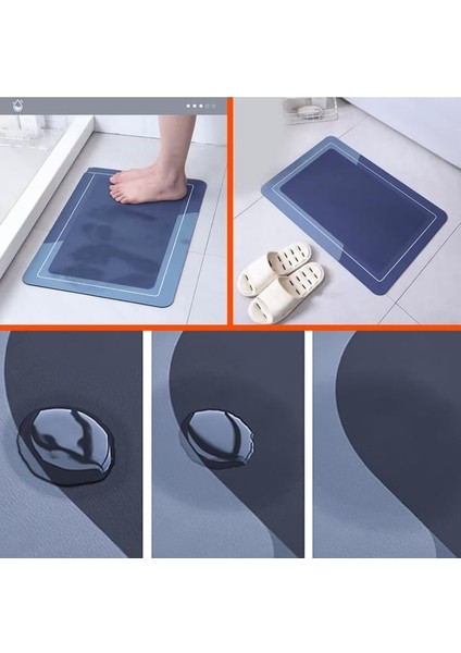 Köşeli Diktörtgen Antibakteriyel Diatomit Süper Sihirli Su Emici Kaymaz Tabanlı Banyo Paspası 60*40 cm indirimleri