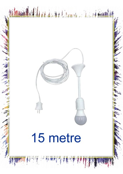 Seyyar Kablolu Fişli Aydınlatma Lambası 15 Metre
