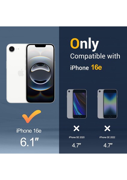 iPhone 16E Kılıf Kamera Çıkıntılı Darbe Korumalı Şeffaf Magsafe Zırh Kapak + Ekran Koruyucu Set