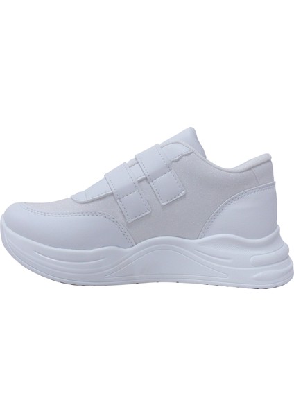 Beyaz Gümüş Kalpli Cırtlı Sneakers Çocuk Ayakkabı modelleri
