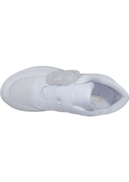 Beyaz Gümüş Kalpli Cırtlı Sneakers Çocuk Ayakkabı fırsatları