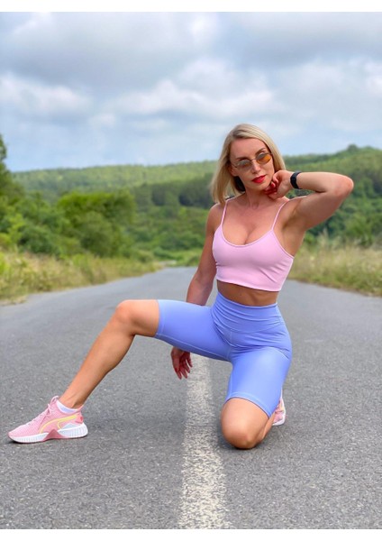 Neon Mavi Biker ( Bisikletçi ) Tayt