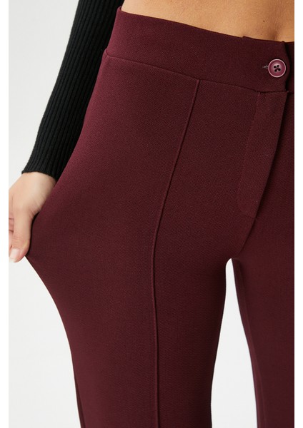 Kadın Straight Likralı Bordo Pantolon