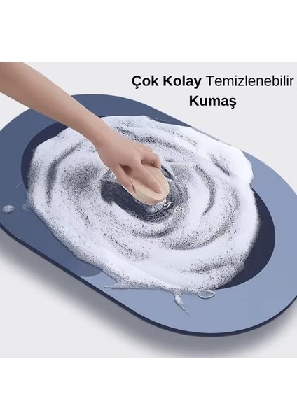 Oval Yazısız Antibakteriyel Diatomit Süper Sihirli Su Emici Kaymaz Tabanlı Banyo Paspası 40*60 cm fırsatları