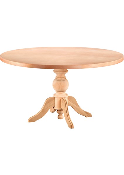 Sarayköy 140 Lık Sabit Yuvarlak Masa Cilasız Ham Ahşap