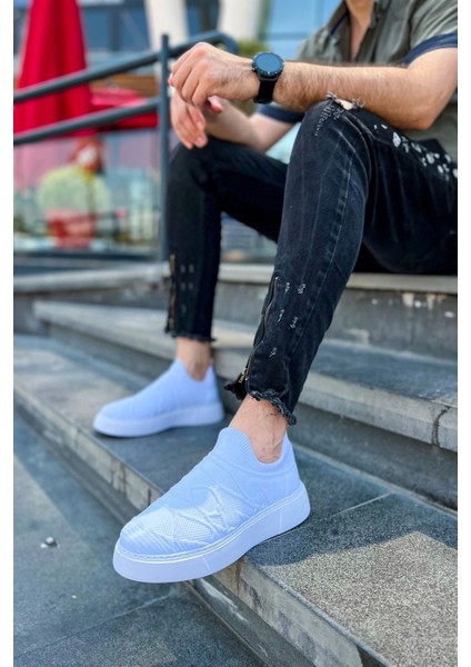 SHO411 Bağcıksız Yüksek Taban Tbt Craig Erkek Ayakkabı Beyaz