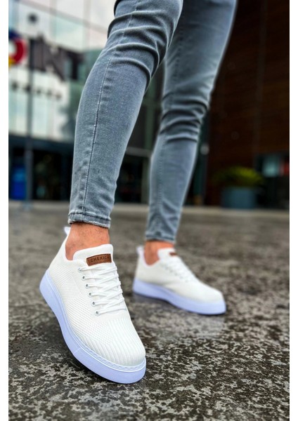 SHO413 Bağcıklı Yüksek Taban Tbt Crew Erkek Ayakkabı Beyaz