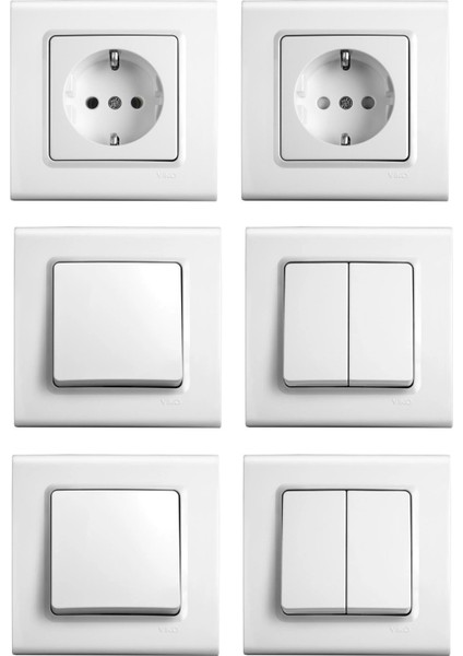 Anahtar ve Priz Seti Takımı 6 Lı Set Çerçeveli