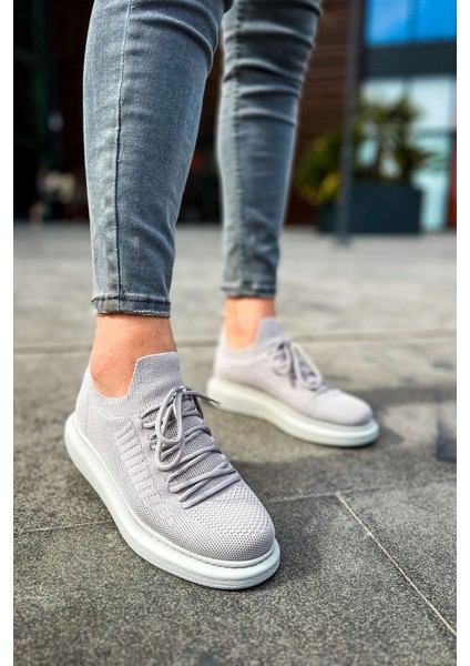 SHO307 Bağcıklı Yüksek Taban Rt Tricot Erkek Ayakkabı Grı fiyatları
