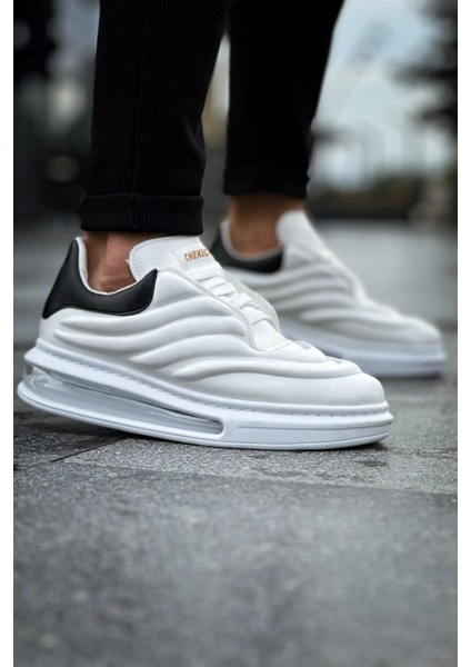 SHO299 Lastikli Yüksek Taban Gbt Sollıevo Erkek Ayakkabı Beyaz/sıyah modelleri