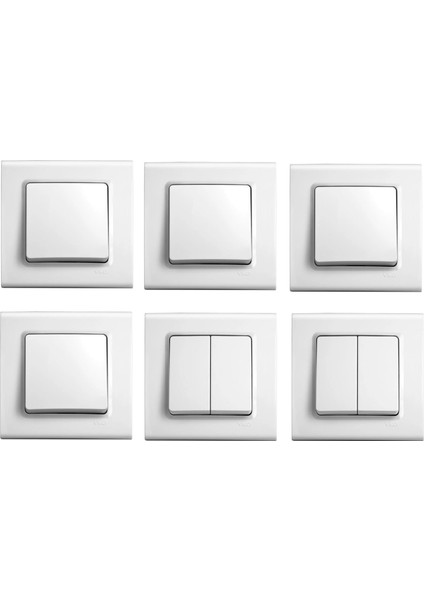 Tekli ve İkili Anahtar Seti Takımı 6 Lı Set Çerçeveli