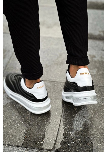 SHO299 Lastikli Yüksek Taban Gbt Sollıevo Erkek Ayakkabı Sıyah/beyaz modelleri
