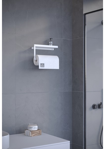 Siyah Modern Korumalı Raflı Paslanmaz Çelik Metal Rulo Kağıt Havluluk Peçetelik Banyo Mutfak Düzenleyici fırsatları