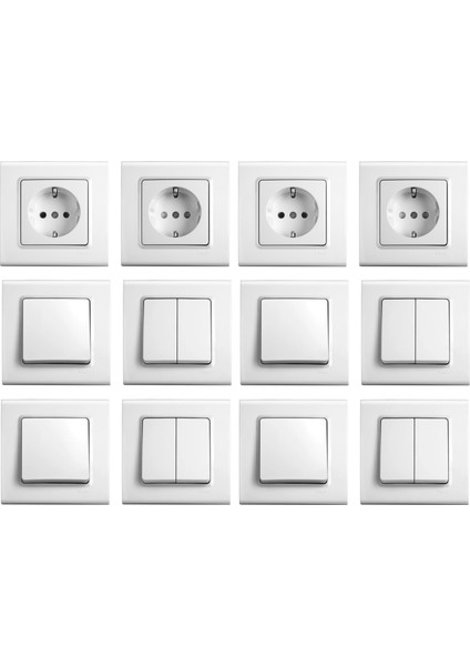 Anahtar ve Priz Seti Takımı 12 Li Set Çerçeveli