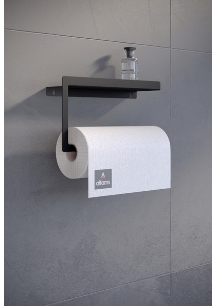 Siyah Modern Korumalı Raflı Paslanmaz Çelik Metal Rulo Kağıt Havluluk Peçetelik Banyo Mutfak Düzenleyici modelleri