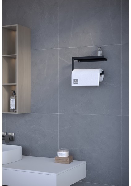 Siyah Modern Korumalı Raflı Paslanmaz Çelik Metal Rulo Kağıt Havluluk Peçetelik Banyo Mutfak Düzenleyici indirimleri