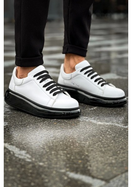 SHO295 Bağcıklı Yüksek Taban Özel Tasarım Cst Sollıevo Erkek Ayakkabı Beyaz