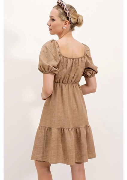 2351 Kloş Poplin Elbise Camel