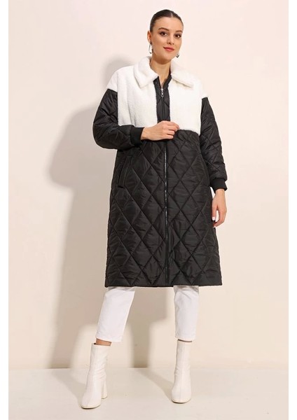 5185 Uzun Oversize Şişme Mont Beyaz