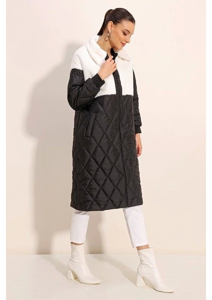 5185 Uzun Oversize Şişme Mont Beyaz
