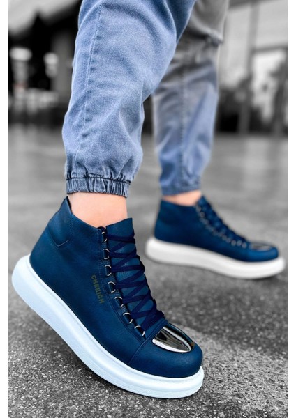 SHO267 Bağcıklı Yüksek Taban Cbt Roma Mirror Erkek Spor Bot Lacıvert fiyatları