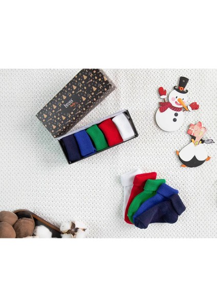 5'li Organik Pamuklu Kaydırmaz Kaydırmaz Bebek/çocuk Çorabı